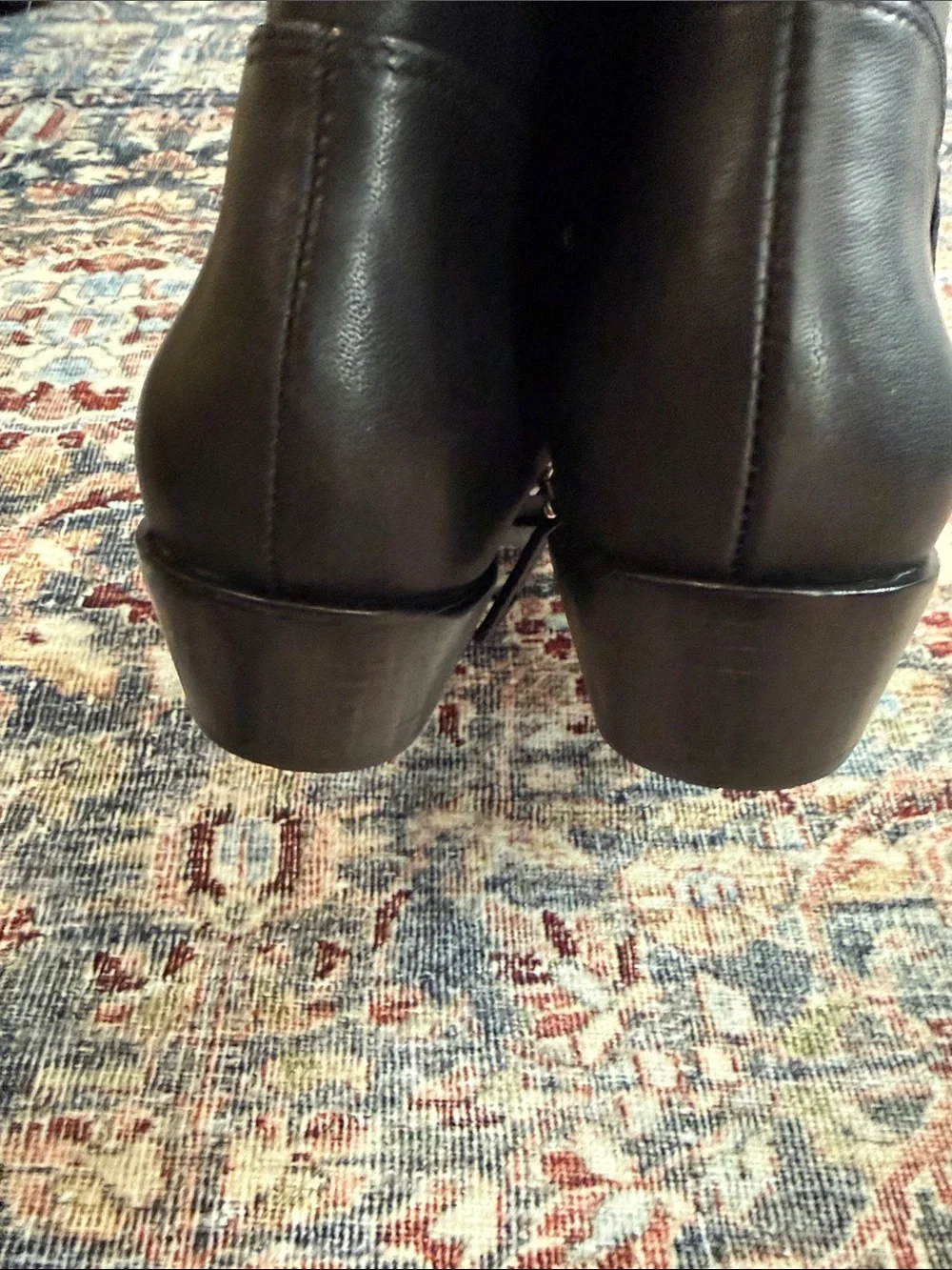 Nordstrom Black Leather “Turner” Knee-High Block Heel Boots